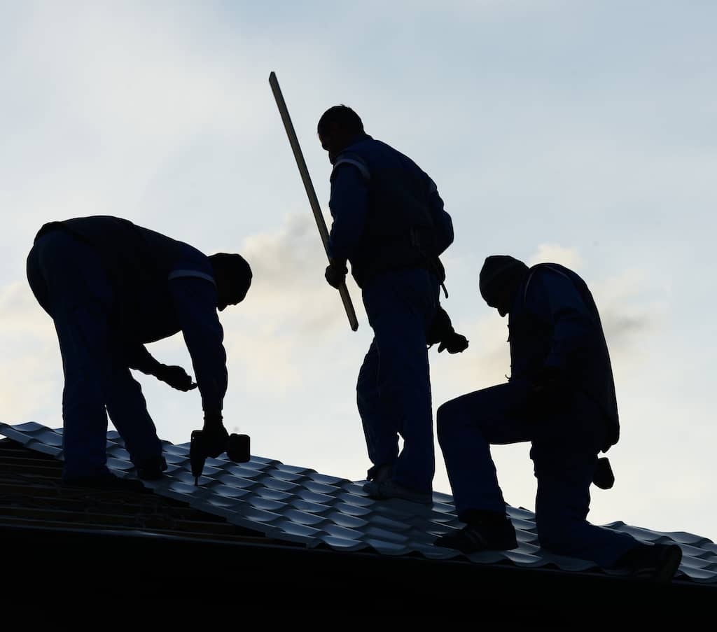 Building Roof Construction Site Teamwork Silhouette SBI 300934440